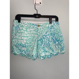 Lilly Pulitzer Buttercup Shorts W's Size 00 Scalloped Hem 5" Inseam